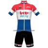 Completo Maglia + Pantaloncino con bretelle 2023 Lotto Dstny Campione Olandese Rosso Blu Bianco
